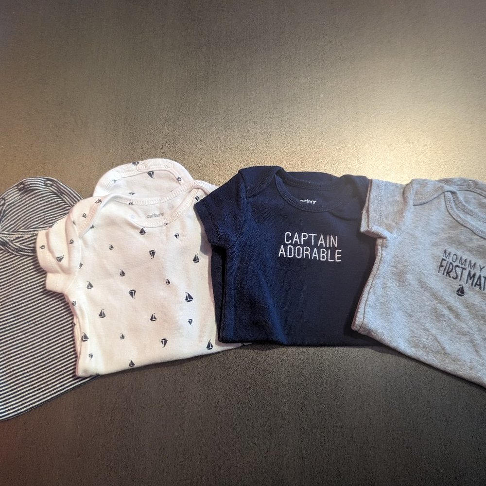 4-piece bundle of nautical basic onesies